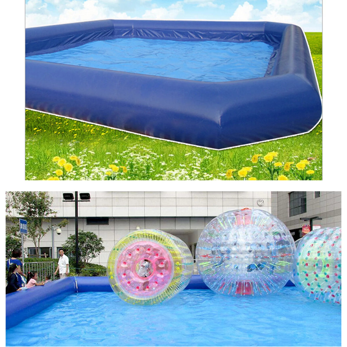 Large Inflatable PVC Square Swimming Pool 23x23x1.8ft Y123