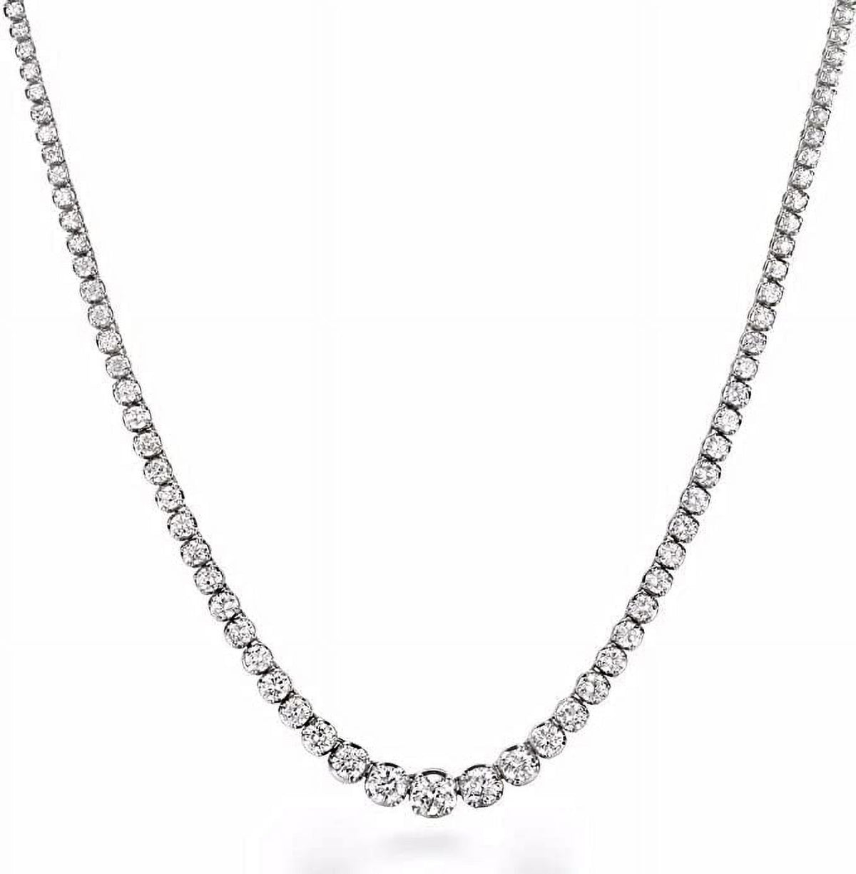 Graduate Diamond Tennis Riviera Necklace in 14K White Gold E4835