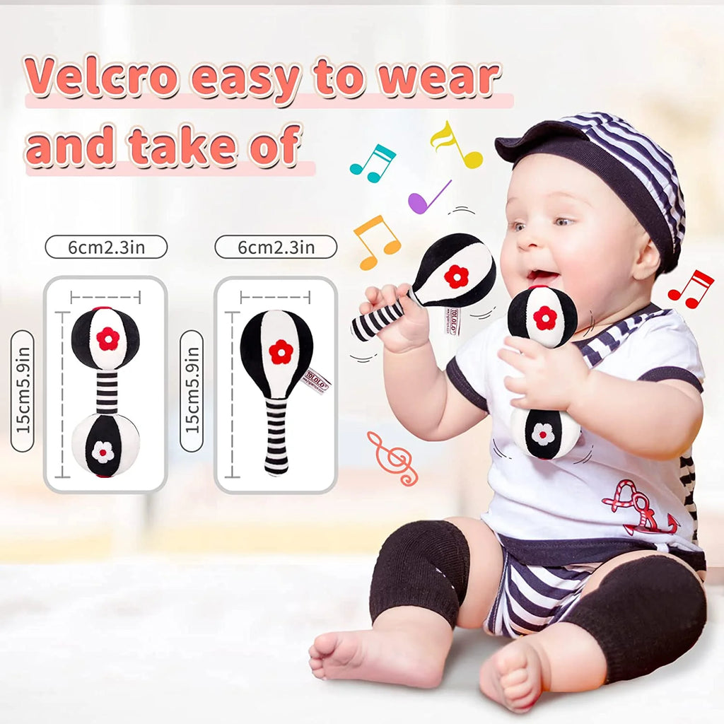2PCS Soft Rattles for Baby, Baby Toys 0-6 Months, Car Seat Toys for Infants U982