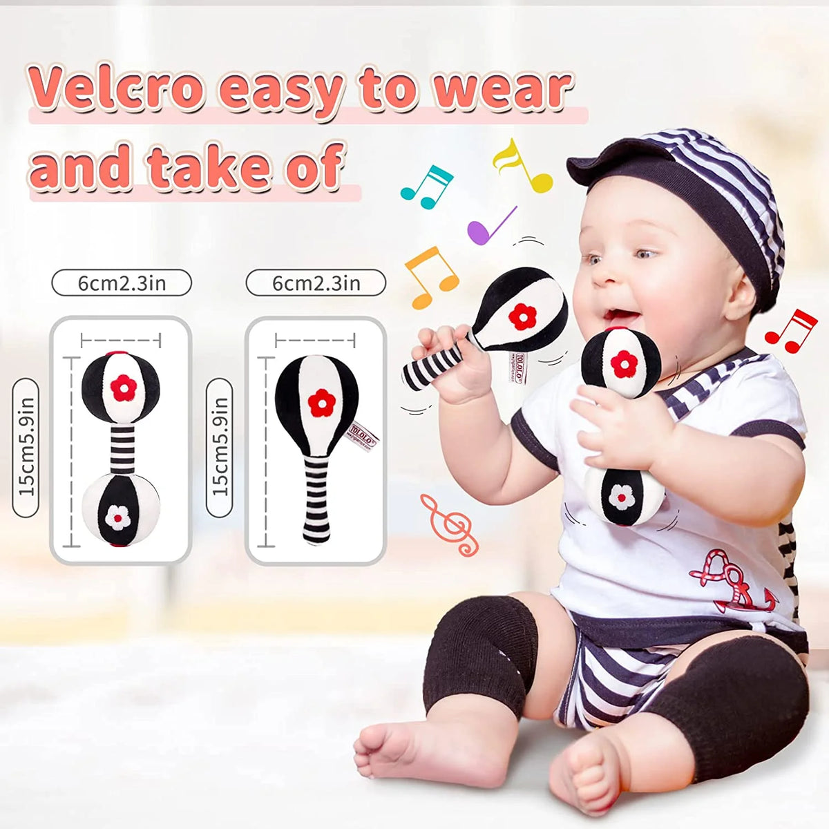 2PCS Soft Rattles for Baby, Baby Toys 0-6 Months, Car Seat Toys for Infants U982