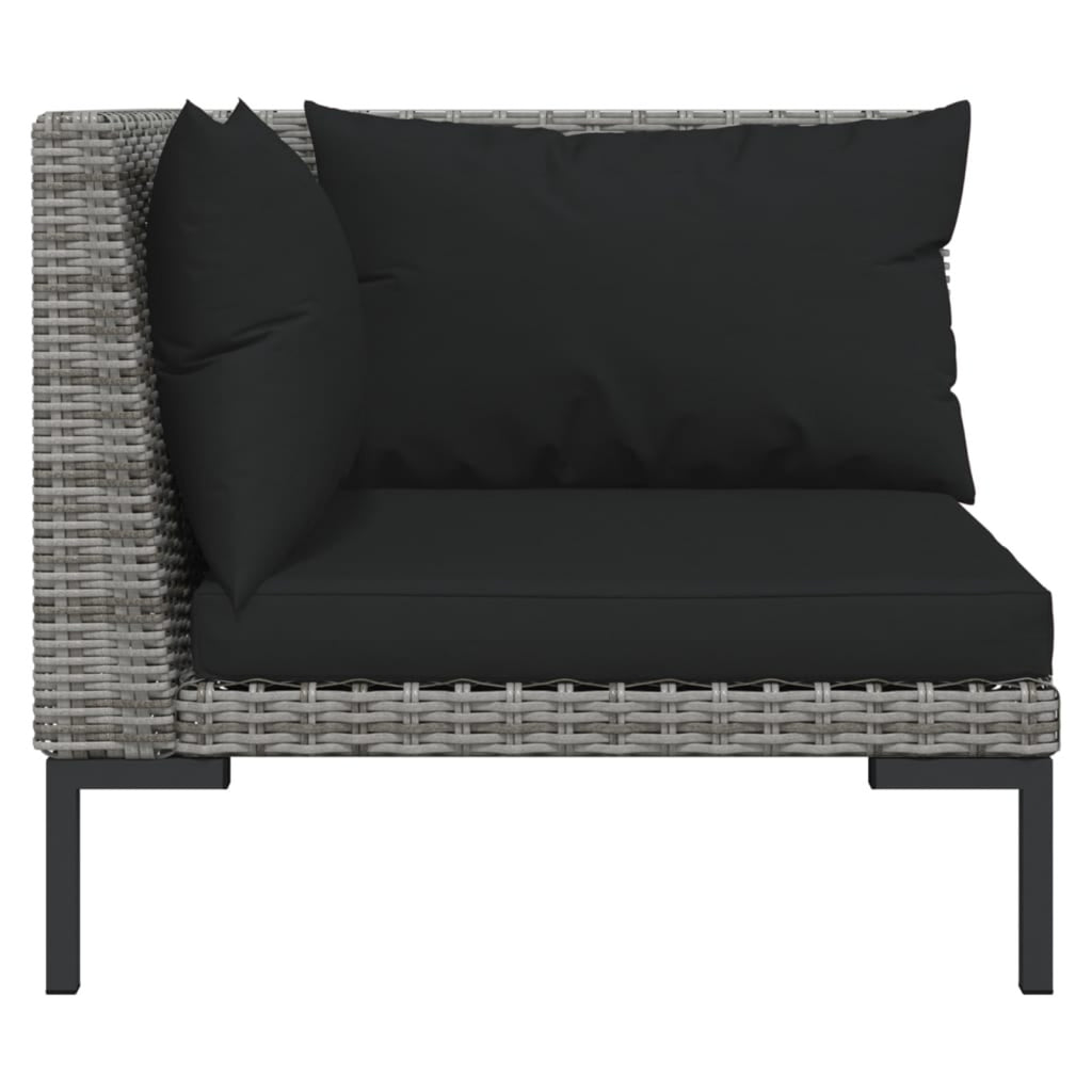 10 Piece Patio Set with Cushions Poly Rattan Dark Gray G823724