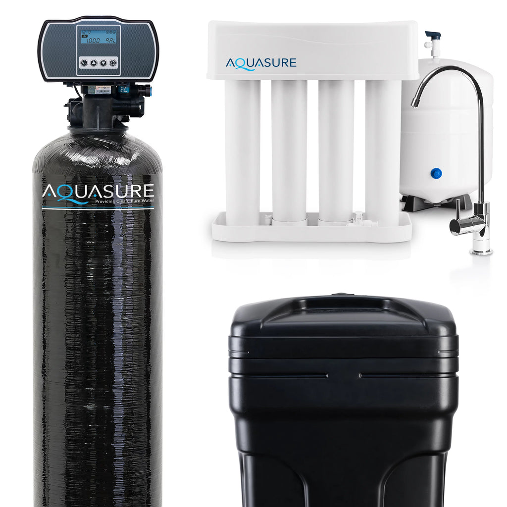 Whole House Water Softener Reverse Osmosis Drinking Water Filter Bundle 32,000 Grains S4092