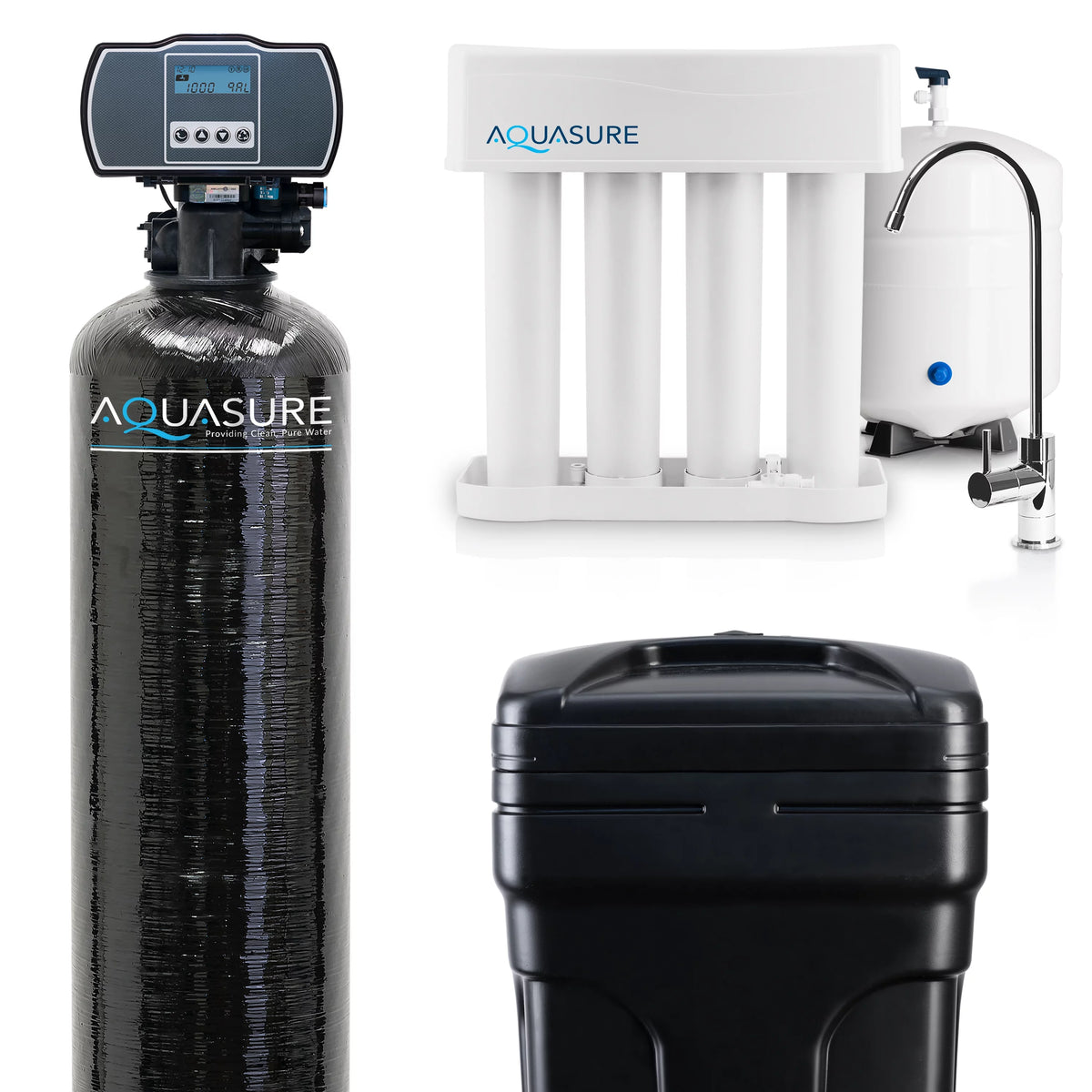 Whole House Water Softener Reverse Osmosis Drinking Water Filter Bundle 32,000 Grains S4092