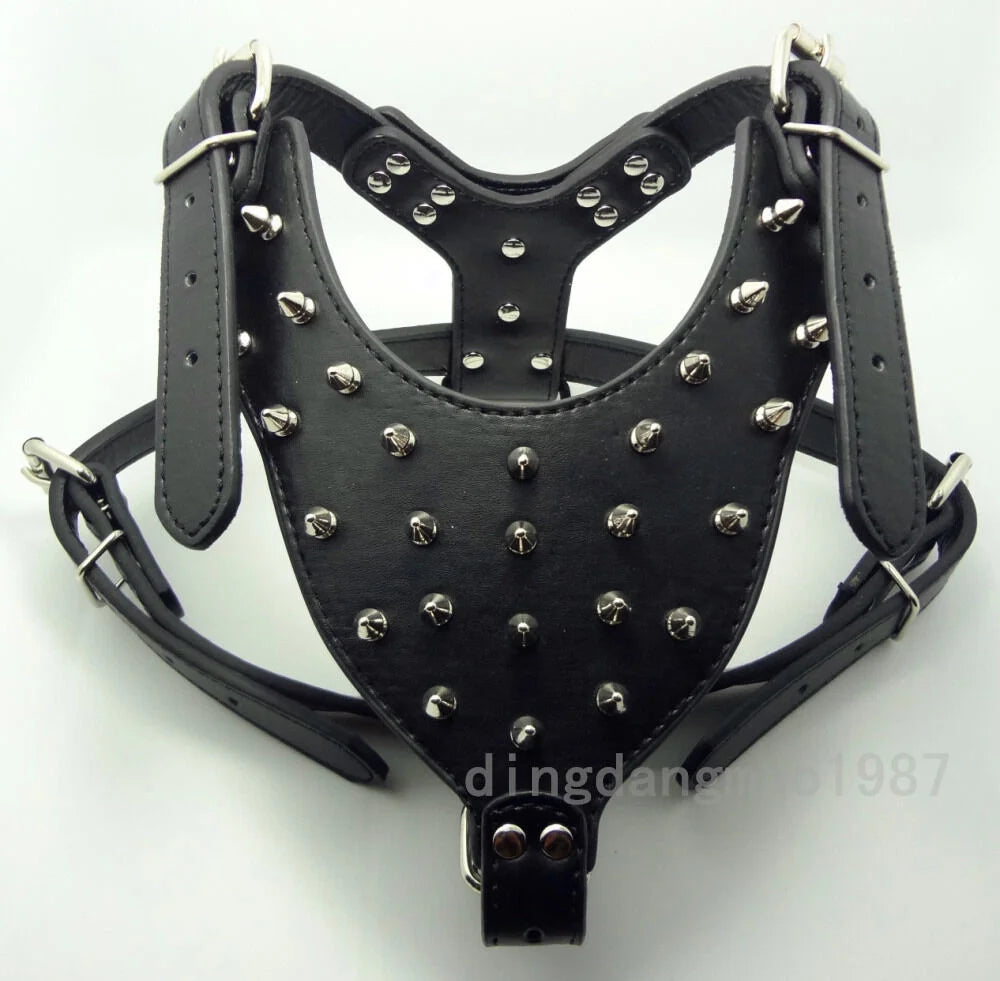 Spiked Studded Leather Dog Harness Q36108