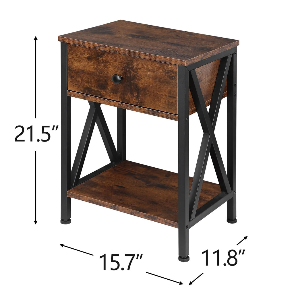 Brown Metal Frame End Table J9551