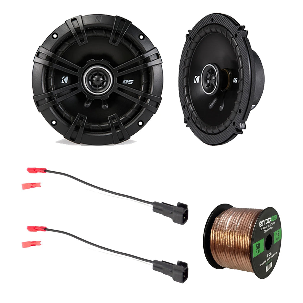 6.5" 240 Watt 2-Way Coaxial Speakers, Speaker Harness, 16 Gauge 50 Foot Speaker Wire K6895