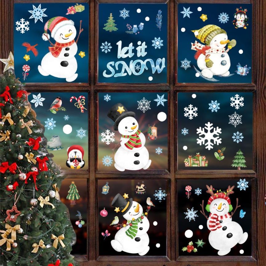 Glitter Blue Snowflake Window Clings H289