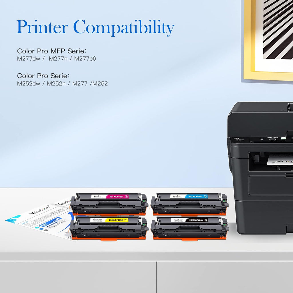 4 Pack Compatible Toner Cartridge for HP 201X 201A CF400X CF401X CF402X CF403X CF400A F175353