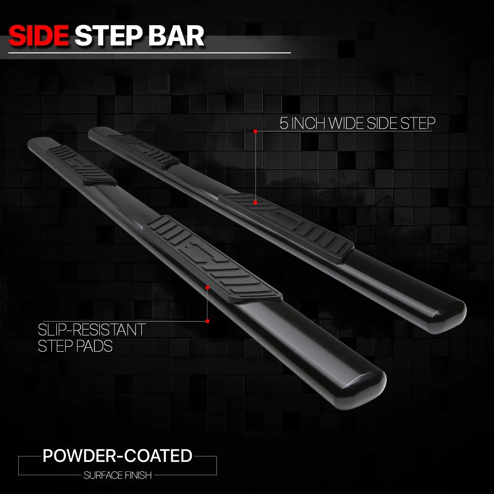 Black 5" Oval Side Step Nerf Bar Running Board O284