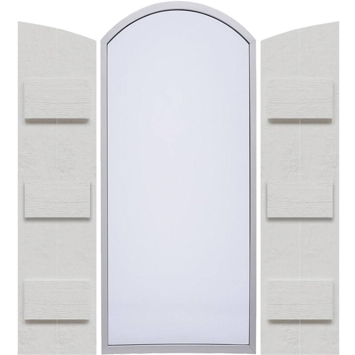 Rustic Faux Wood Shutters with Elliptical Arch Top V77524