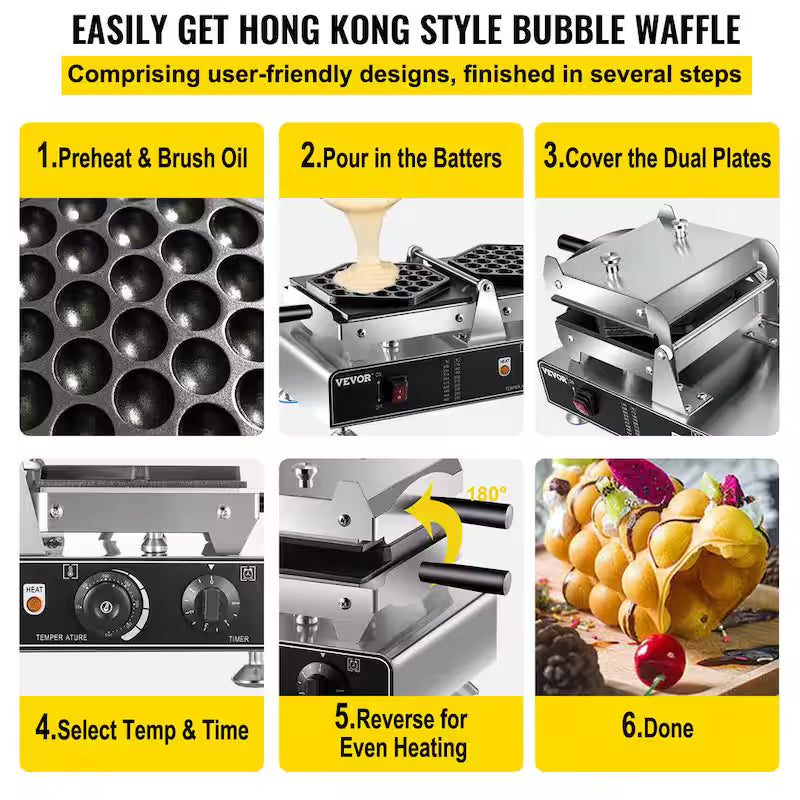 Commercial Bubble Waffle Maker Electric 1500W K2370
