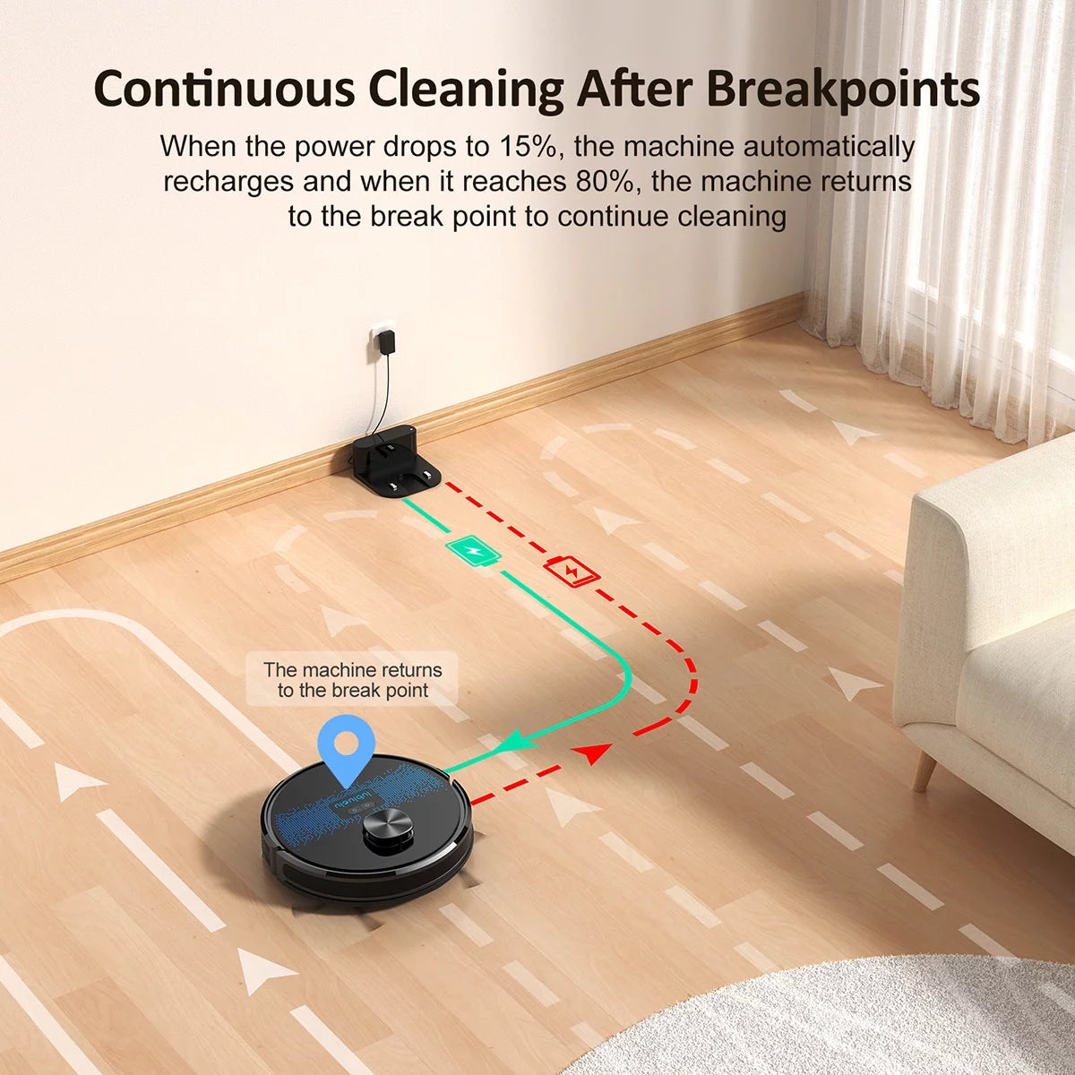 Robot Vacuum and Mop with 3000Pa Suction D50477