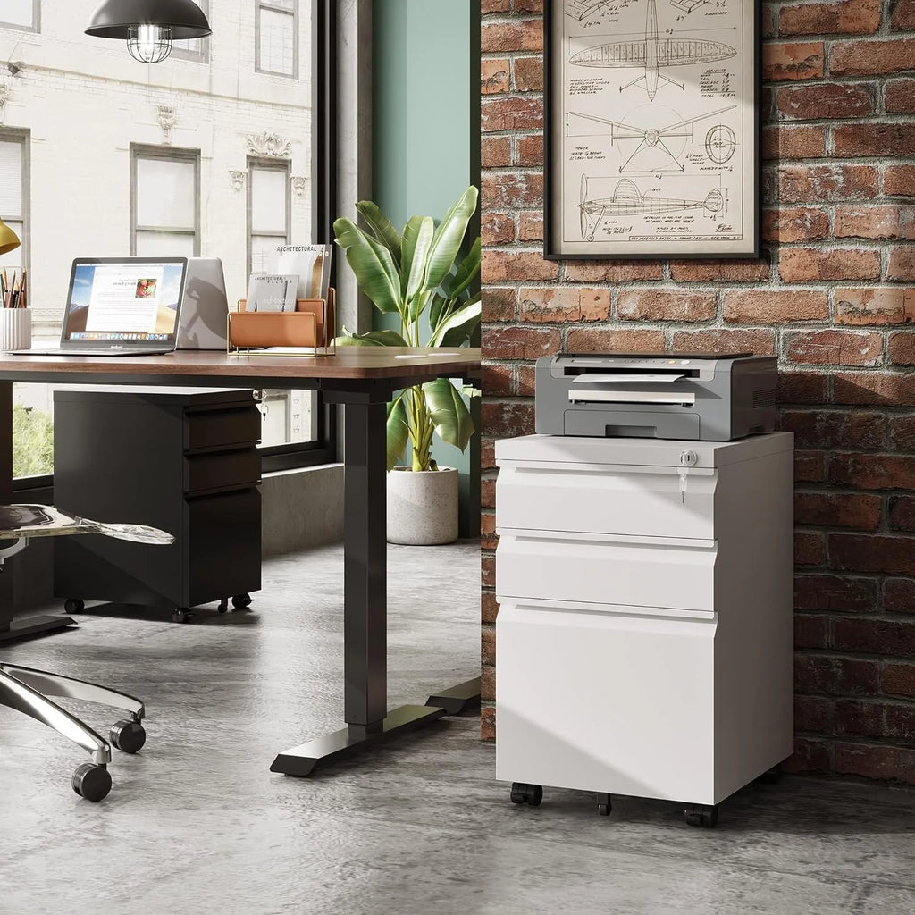 White 3-Drawer Mobile File Cabinet X196