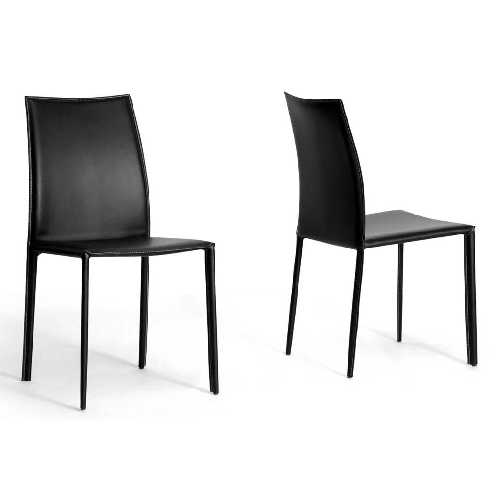 Black Leather Dining Chair, Set of 2 W958