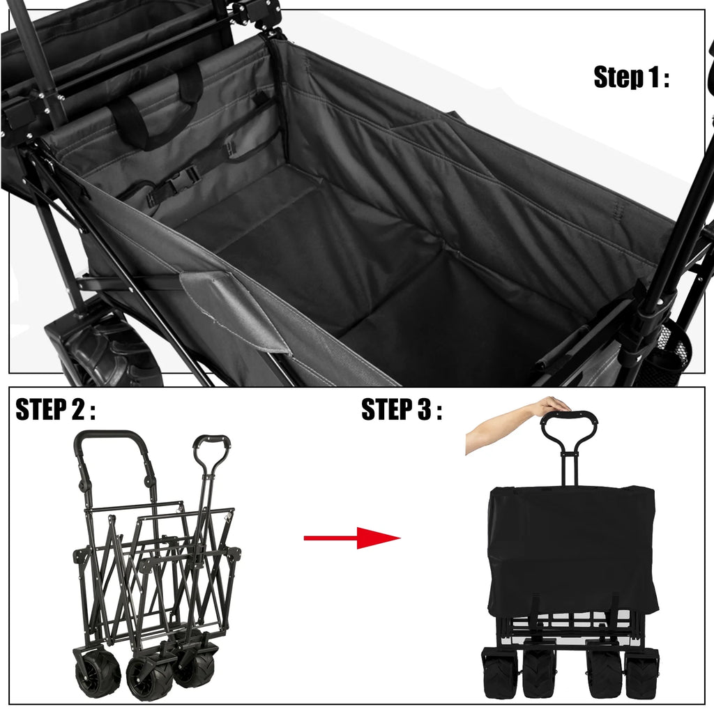 Collapsible Wagon Cart with Removable Canopy and All Terrain Wheels F7682