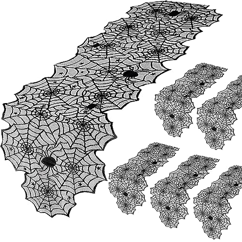 Black Lace Spider Web Table Runners 10 Packs 18x72inch M9833