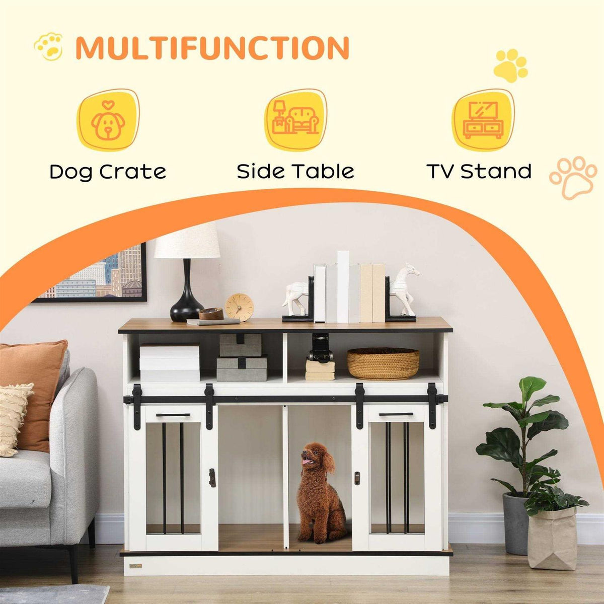 Large Dog Crate Furniture with Shelves H592