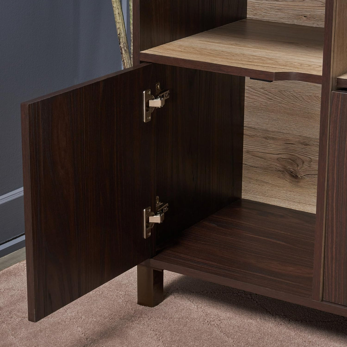 2-Shelf Faux Wood Cabinet, Walnut / Brown M534