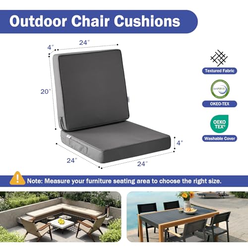 Outdoor Deep Seat Cushion Set 24 x 24 x 4 Inch Navy Blue C661