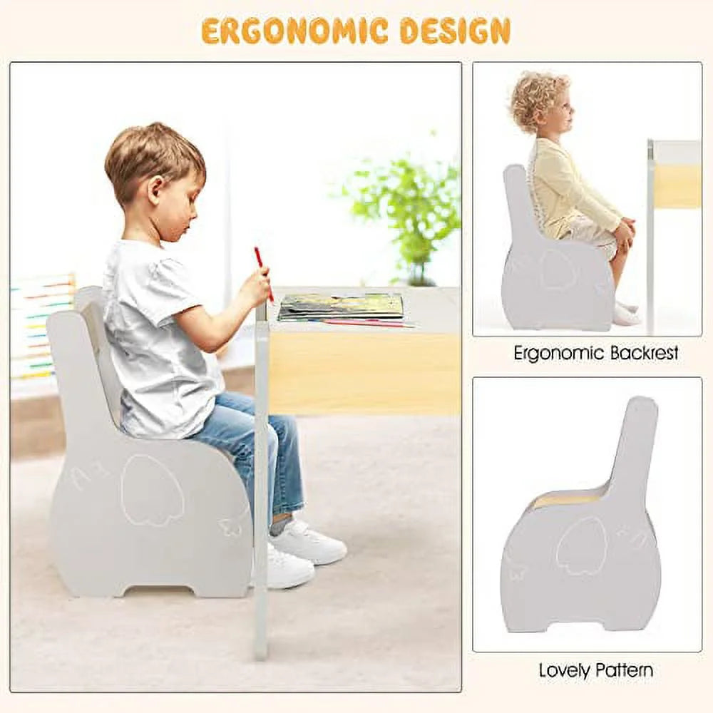 3 in 1 Kids Table and Chair Set Wood Activity Table with Removable Tabletop B112