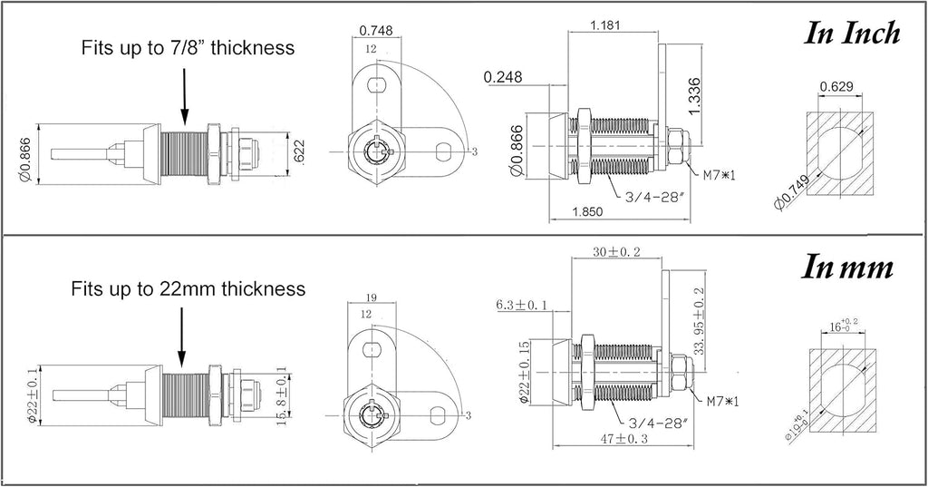 5/8” Tubular Cam Lock Chrome Pack of 5 Q72649