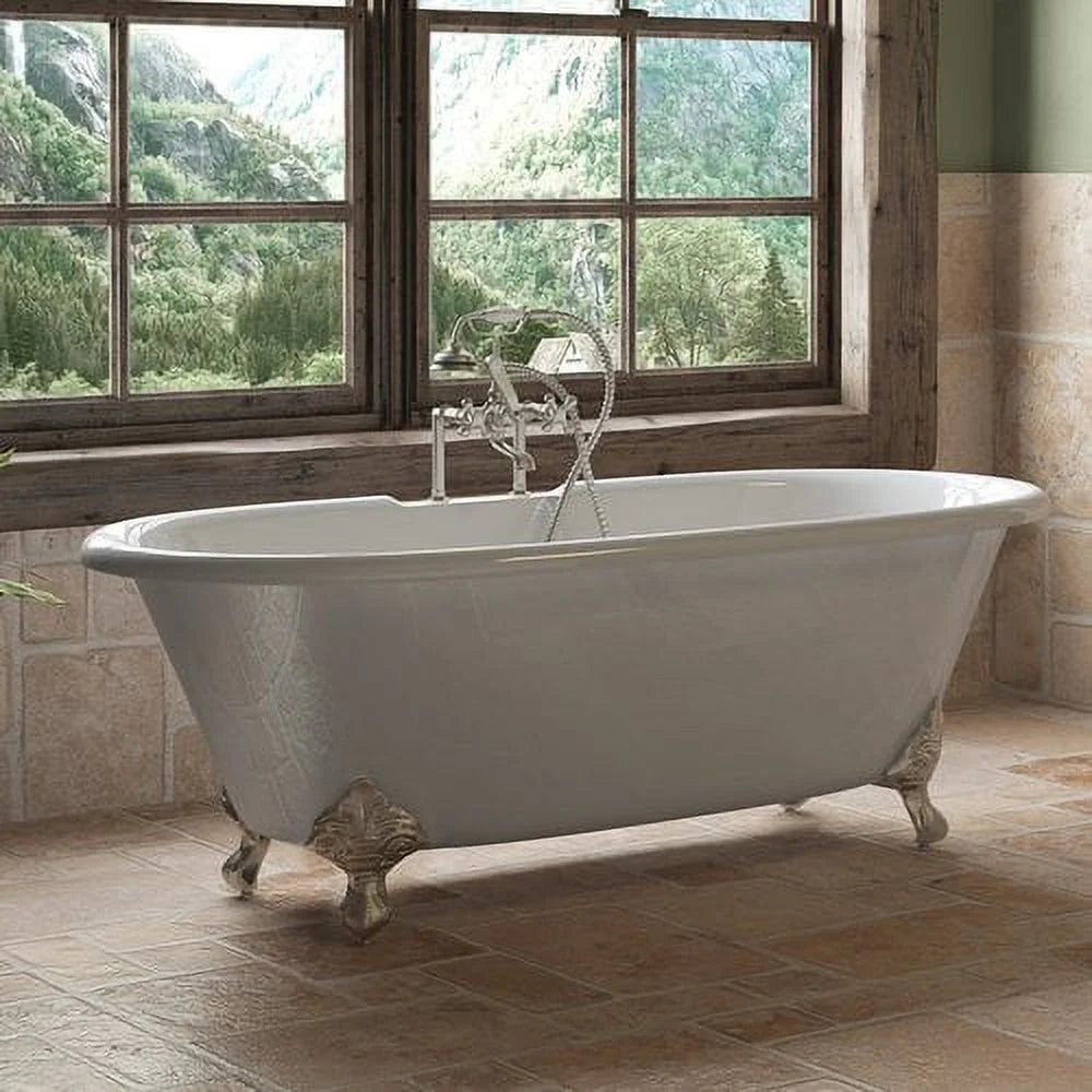 Cast Iron Double Ended Clawfoot Tub with Oil Rubbed Bronze Feet J352522