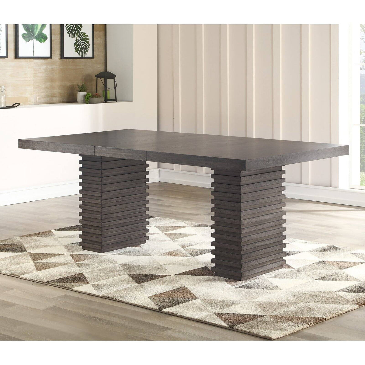 Washed Gray Twin Pedestal Dining Table I855196