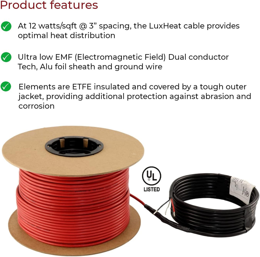 25 Sqft Electric Radiant Floor Heating Cable Set with Thermostat W955470