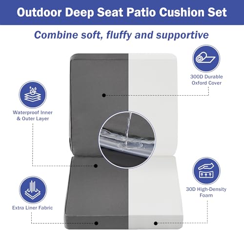 Outdoor Deep Seat Cushion Set 24 x 24 x 4 Inch Navy Blue C661
