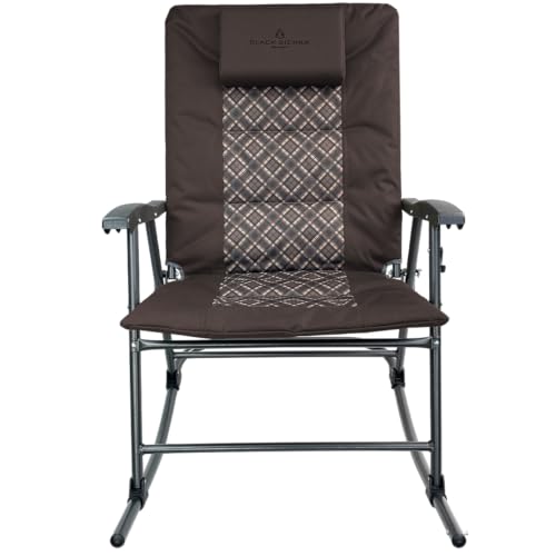 Black XL Oversize Padded Folding Rocking Camping Chair Z903