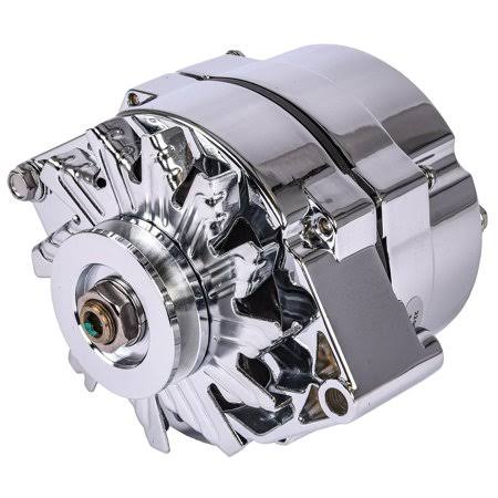 Chrome 100 Amps GM Alternator with V-Belt Pulley W8538
