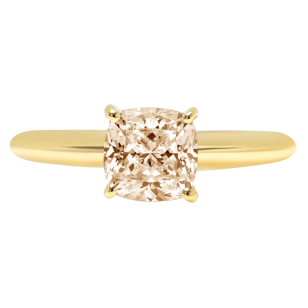 2.5ct Cushion Cut Yellow Moissanite 14k Yellow Gold Ring Size 8.5 M6729