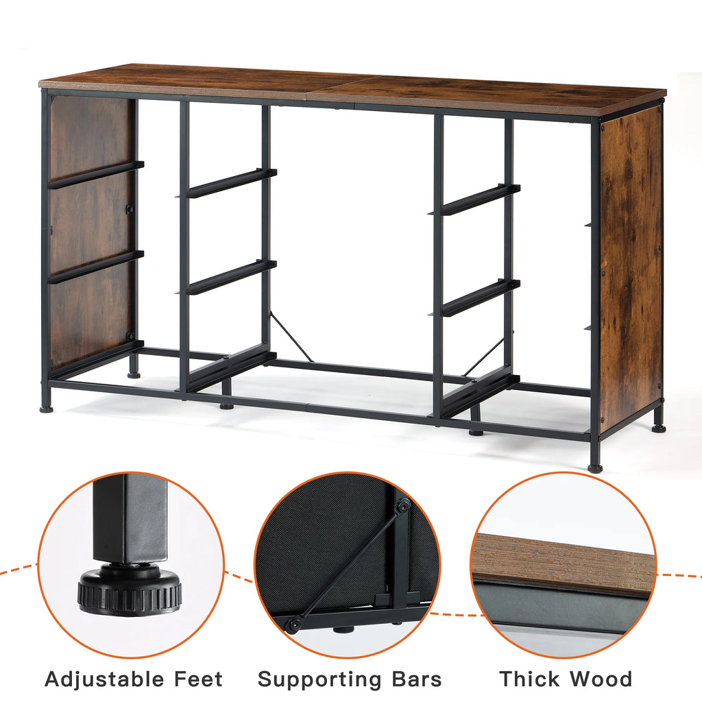 Black 9 Drawer Wide Dresser TV Stand O7157