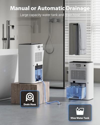 850 sq.ft 95oz Dehumidifier with Drain Hose White I5091