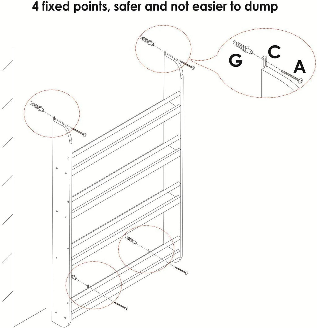 4-Tier White Wall Mounted Bookshelf Storage Rack P8893