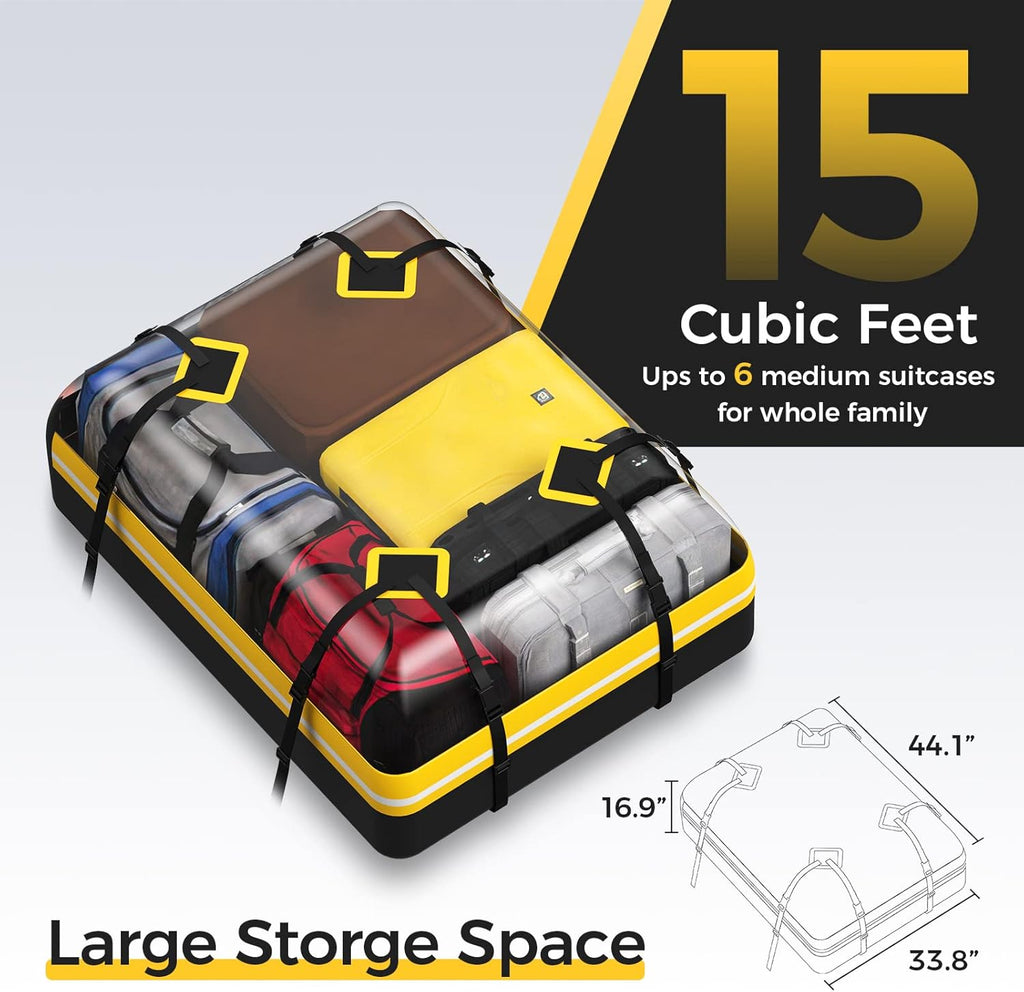 Rooftop Cargo Carrier Bag 15Cu.ft Heavy Duty 1000D Waterproof Anti-Tear B276