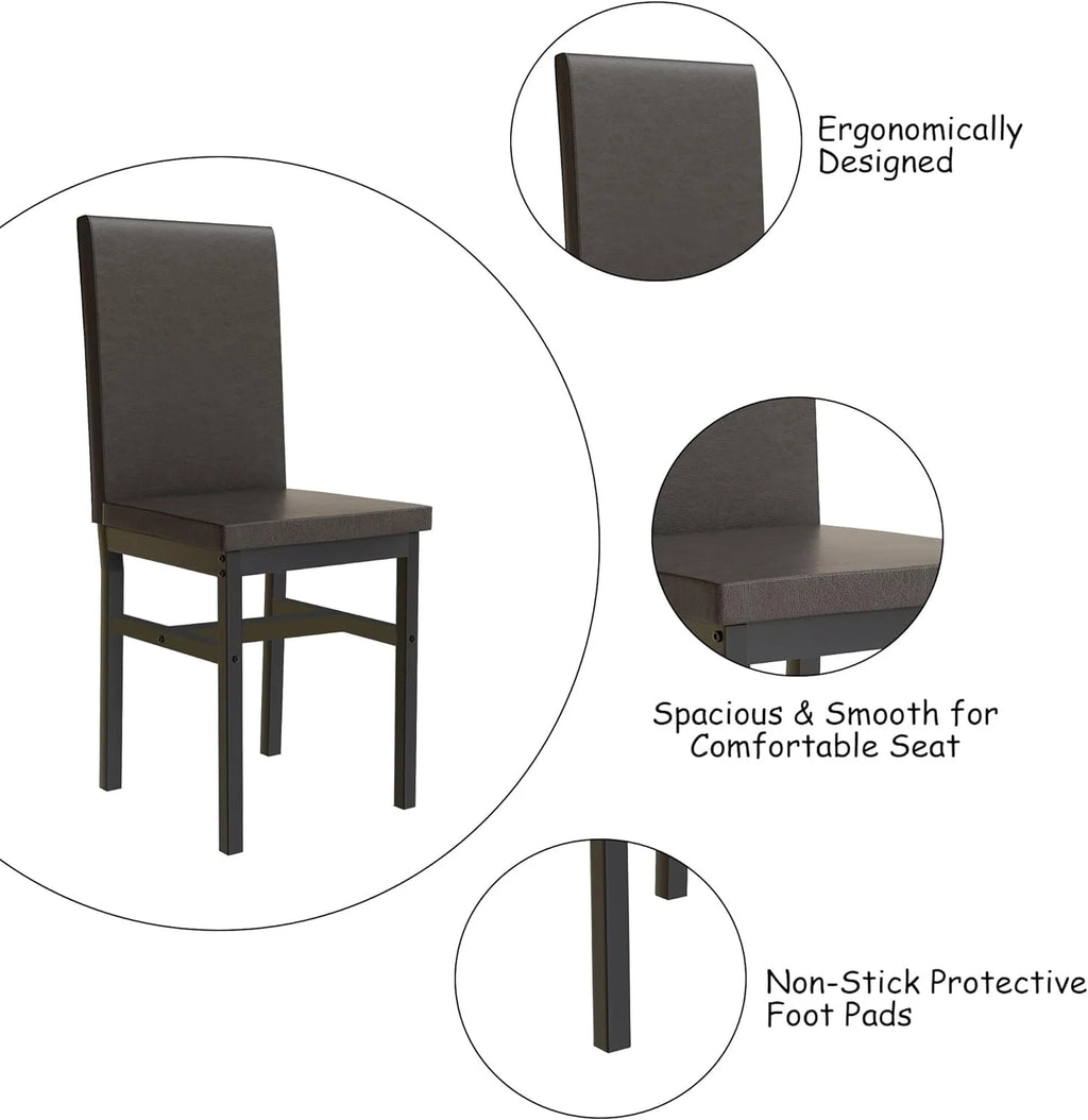 Dining Table Set for 4 with 4 PU Leather Chairs C16955