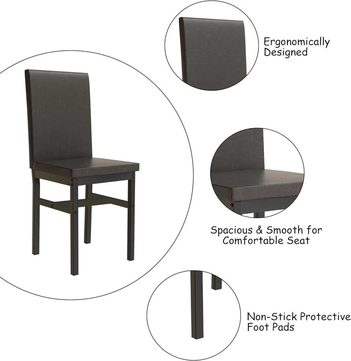 Dining Table Set for 4 with 4 PU Leather Chairs C16955
