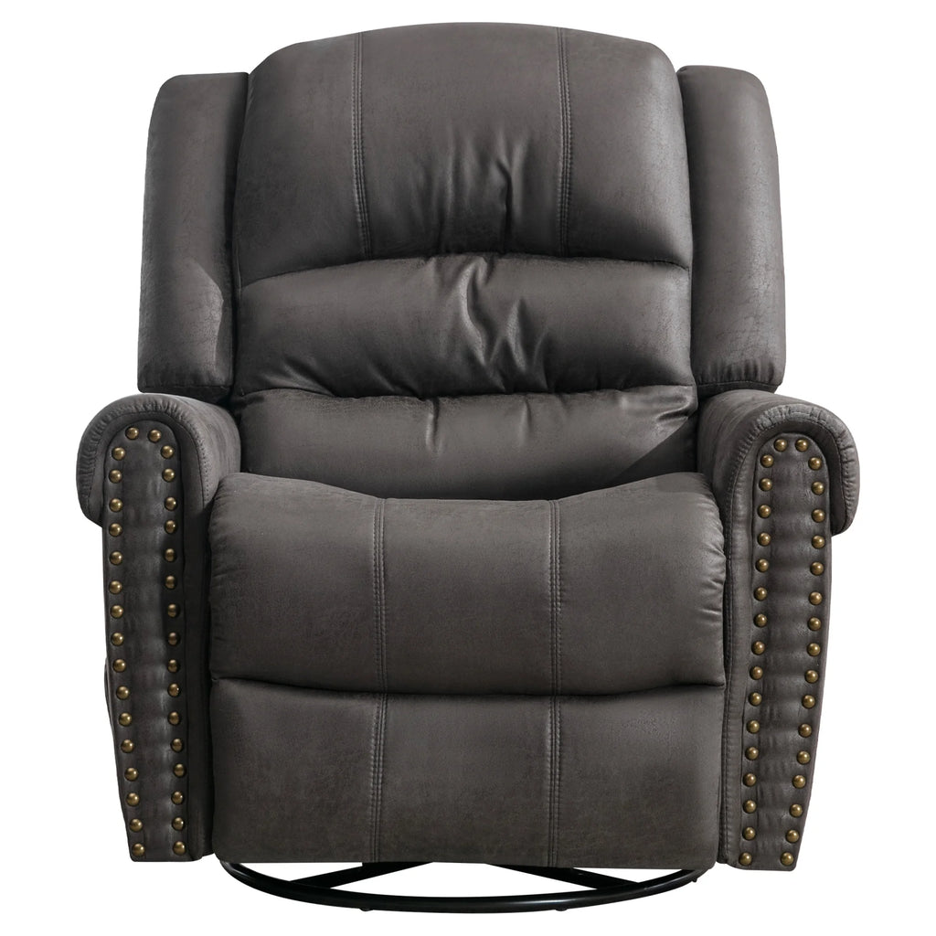 Gray PU Leather Swivel Recliner Chair with Massage and Heat O449