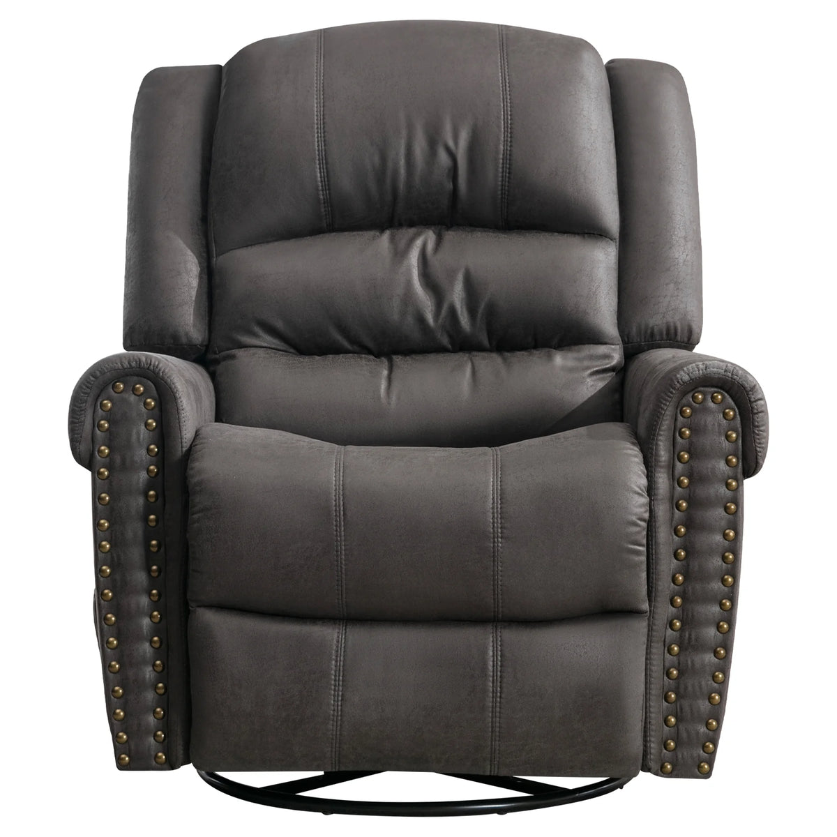 Gray PU Leather Swivel Recliner Chair with Massage and Heat O449
