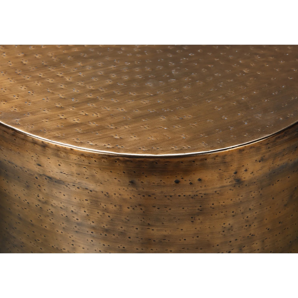 Copper Metal Drum Accent Table T236562
