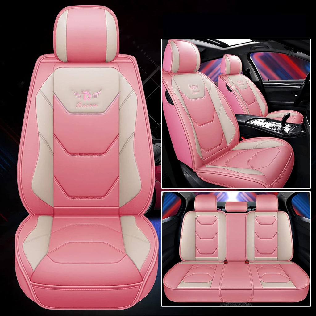 Black-Red PU Leather Car Seat Covers 5 Seats Full Set D762931