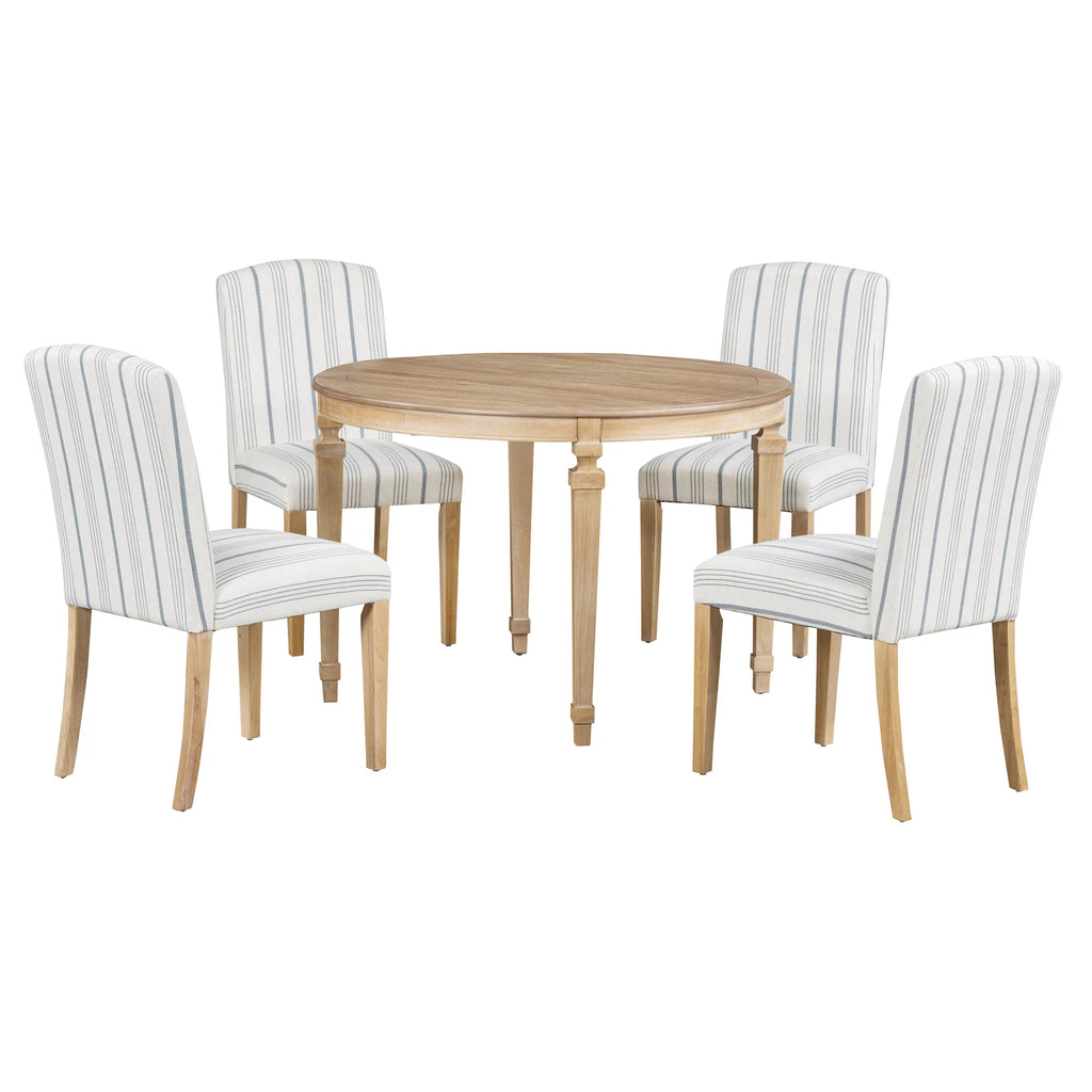 Round Dining Table Set for 4, 5-Piece Solid Wood V20389