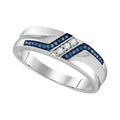 Men's Solid Sterling Silver Blue Diamond Wedding Band Ring Size 12 G418