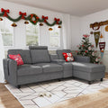 Grey Reversible Sectional Sofa with Cup Holders & Storage Console P259