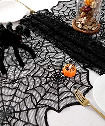 Black Lace Spider Web Table Runners 10 Packs 18x72inch M9833