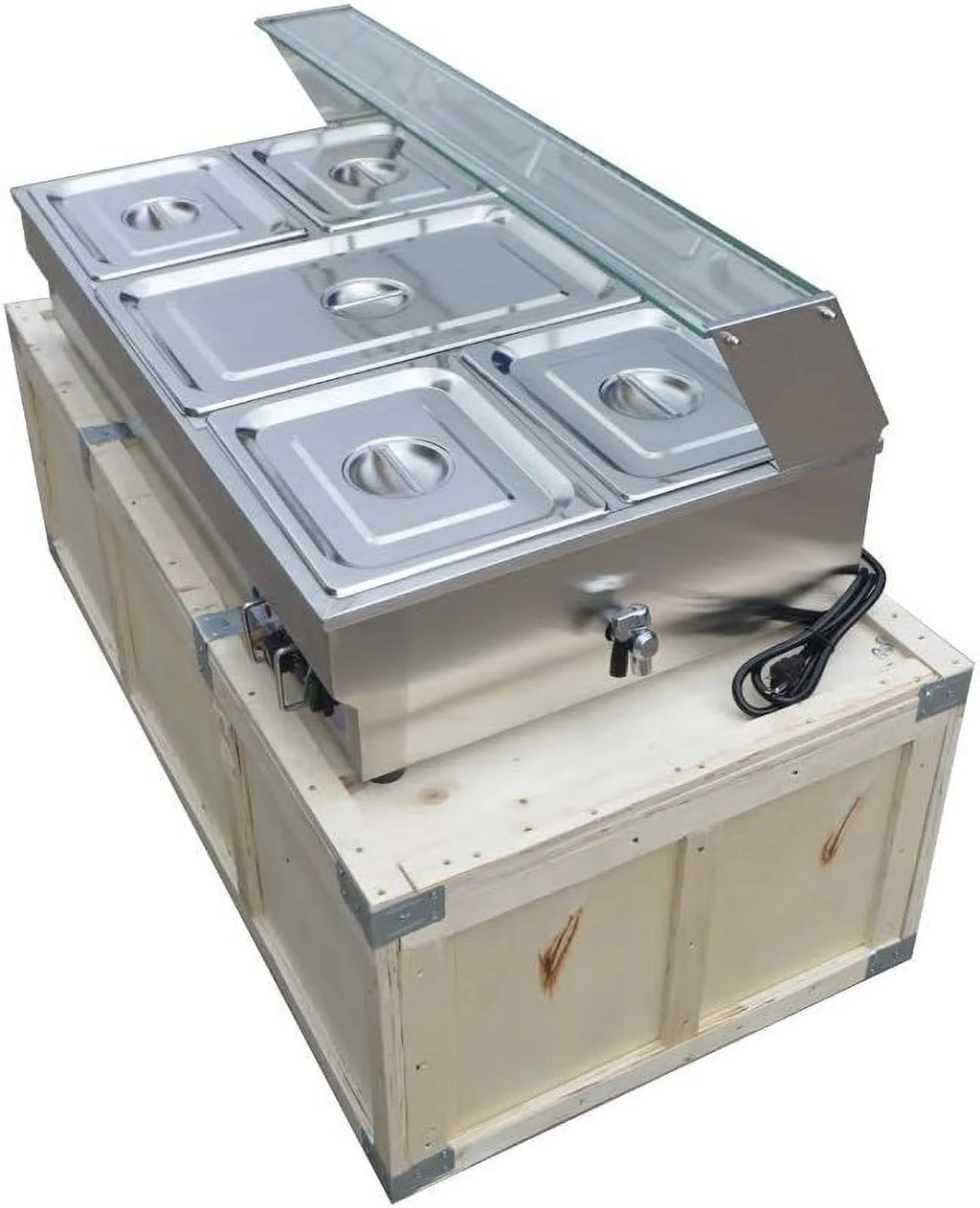 5-Pot Commercial Buffet Food Warmer with Glass Shield G408