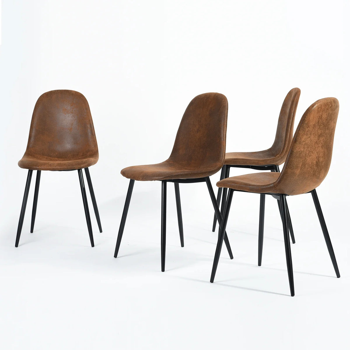 Set of 4 Suede Brown Velvet Chairs U737273