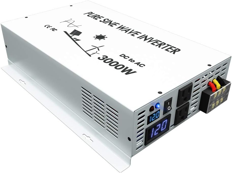 3500W Pure Sine Wave Power Inverter DC 48V to 110V 120V AC with Dual Outlets G519