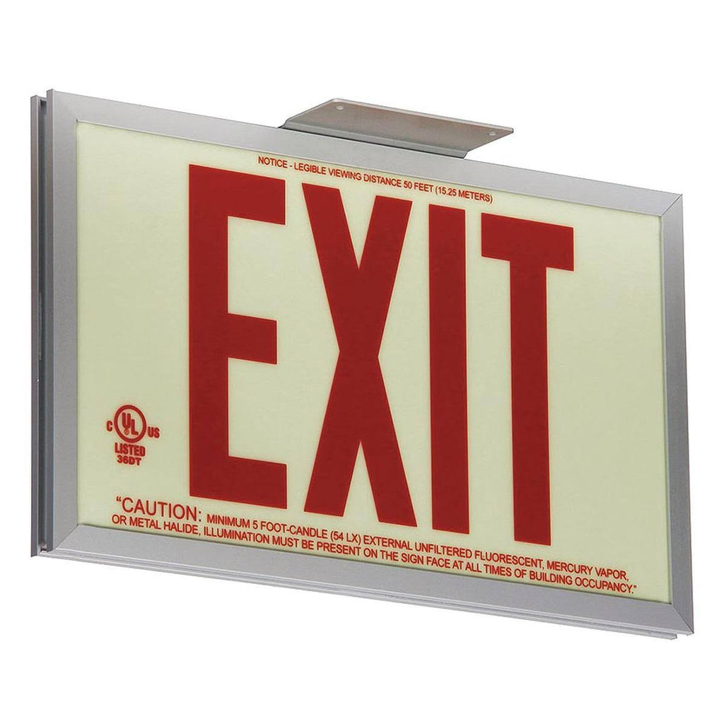 Red Photoluminescent Aluminum Exit Sign X86940
